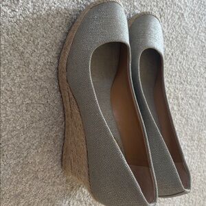 J Crew silver /gray wedges